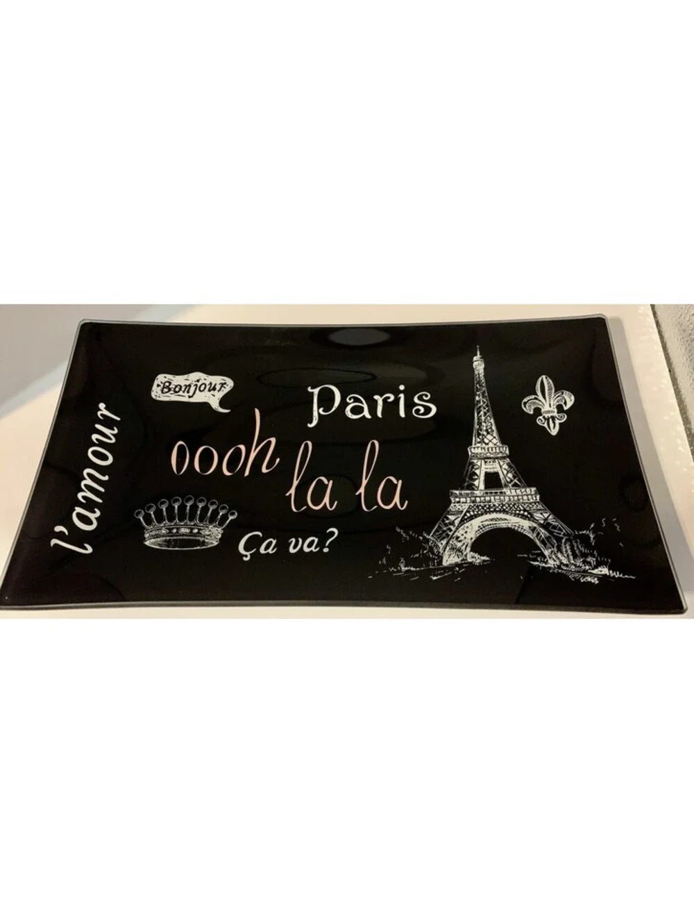 F.A.B StarPoint l’amour Paris Glass Trinket Tray NEW IN BOX JEWELRY KEYS 🎁